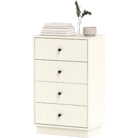 Commode 4 tiroirs moderne, meuble de rangement pour chambre à coucher, salon, entrée, 47 x 29 x 75 cm, crème