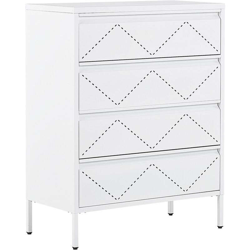 beliani - armoire de rangement en acier blanc composé de 4 tiroirs pour ranger les dossier dans votre bureau ou chambre blanc