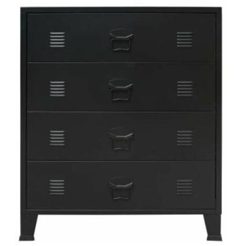 Commode 4 tiroirs métal noir industriel Kibane Commode 4 tiroirs métal noir industriel Kibane