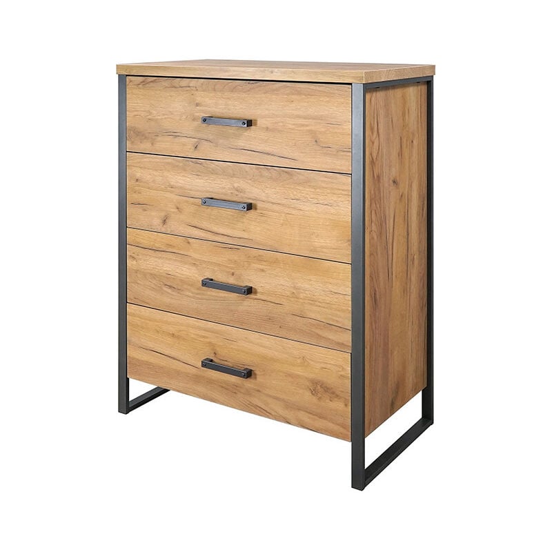 Commode 4 tiroirs pieds métal Ron