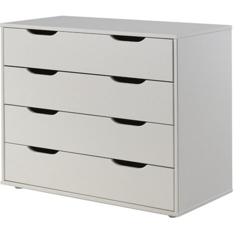 Commode 4 tiroirs pin massif blanc Pino
