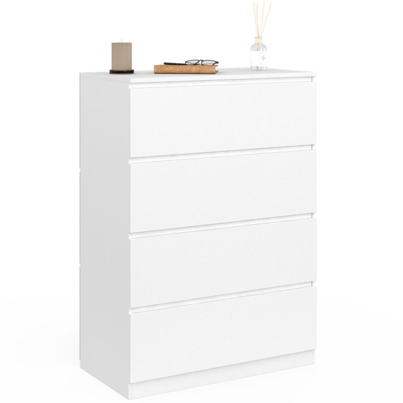 Commode 4 tiroirs tomi 75 cm bois blanc