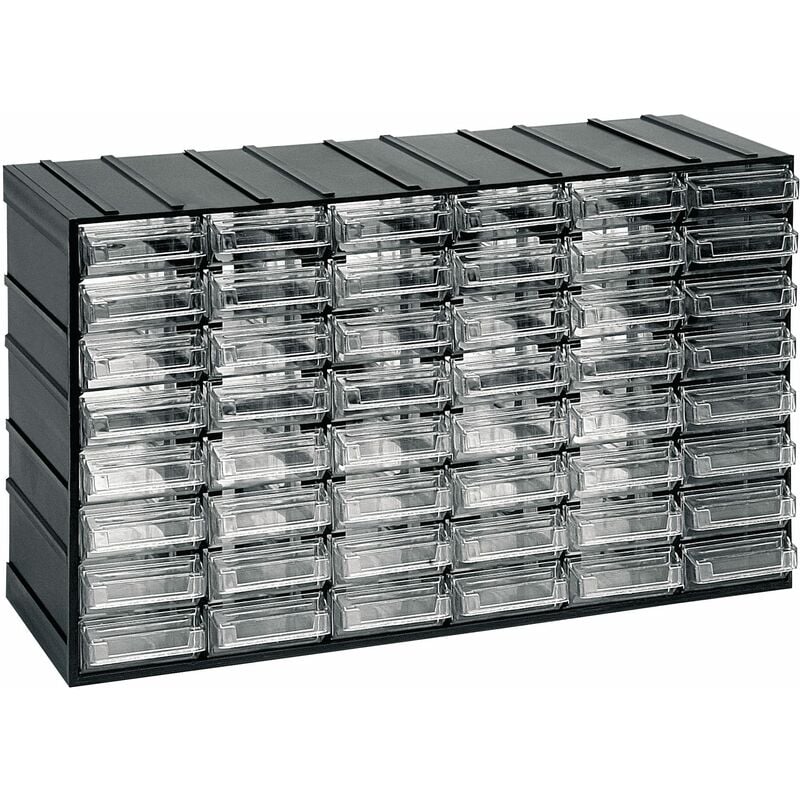 Unité de stockage en plastique modulaire l 382 x p 148 x h 230 mm avec 48 tiroirs transparents - Noir