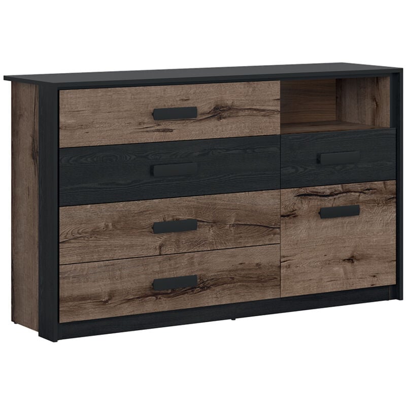 Commode 5 tiroirs 1 porte Romane Bois