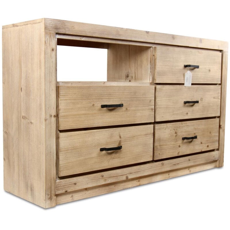 Commode 5 tiroirs naturel - Bois - Naturel - Décoration d'Autrefois