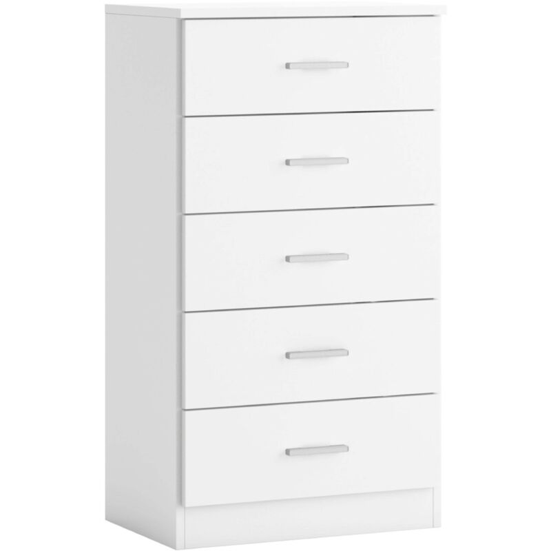 Miroytengo - Couple commode 5 tiroirs commode chambre à coucher blanc mat 50x90x33cm