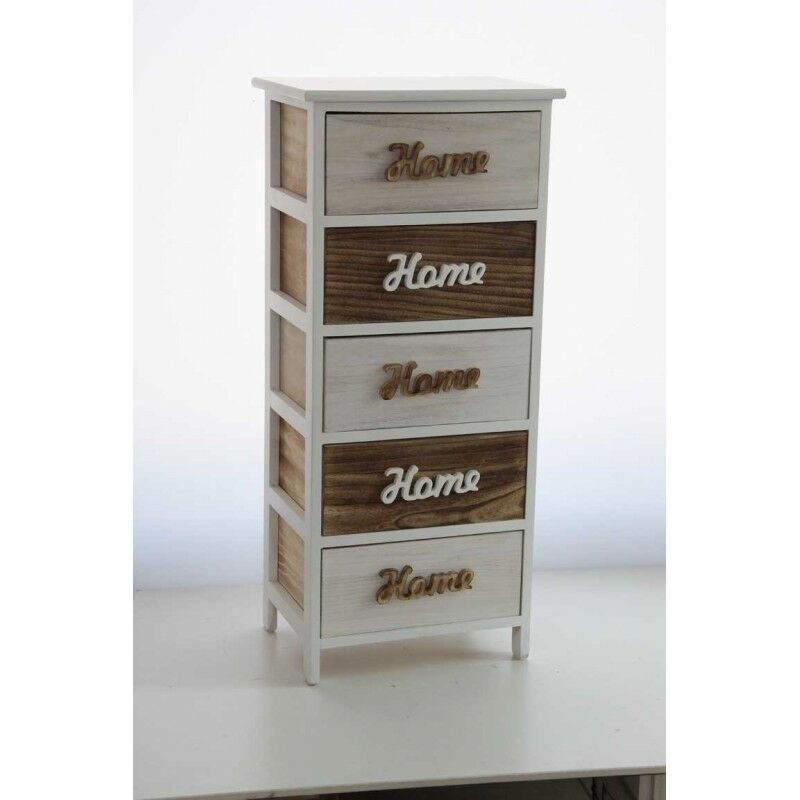 Commode 5 tiroirs de maison blanc et noyer 40x29xh.90 cm Commode 5 tiroirs de maison blanc et noyer 40x29xh.90 cm