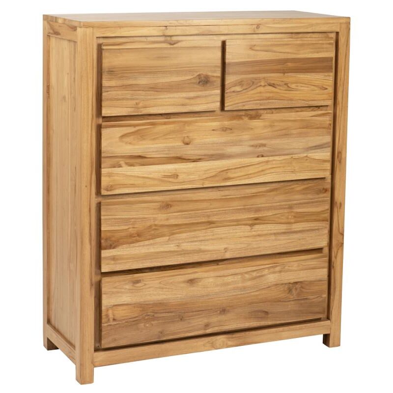 Vente-unique - Commode 5 tiroirs en bois de teck - Coloris : Naturel - alemia