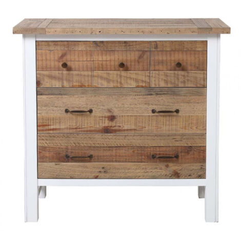 Commode 5 tiroirs l100 - Bois - Blanc - Interior's