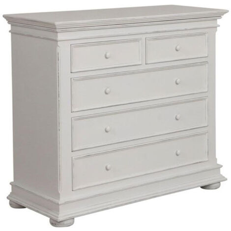 Commode 5 tiroirs pieds arrondis - MDF - Blanc - Interior's