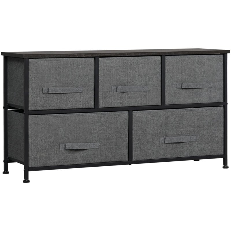 Commode 5 tiroirs rolf grise et noire