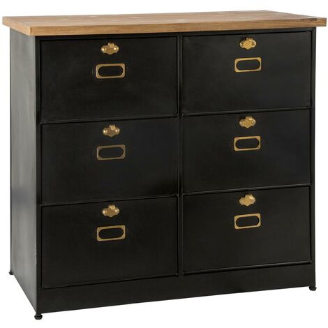 Commode 6 Casiers Gold Ivan - Atmosphera createur d'interieur - Noir