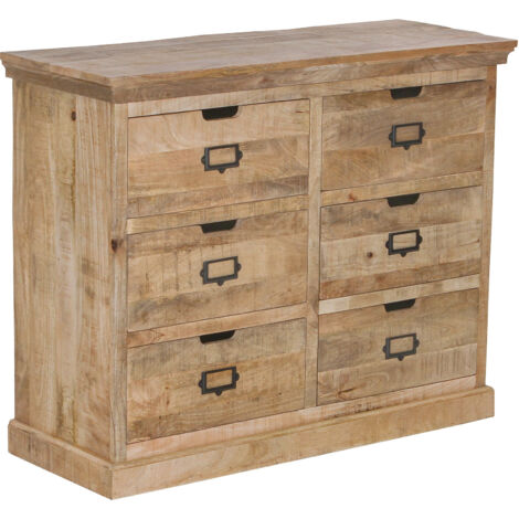 Commode 6 tiroirs 106X40X85 cm en bois de manguier - MANGORA