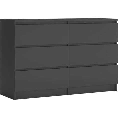 Commode 6 Tiroirs : Anthracite, 120 × 39 × 79 cm
