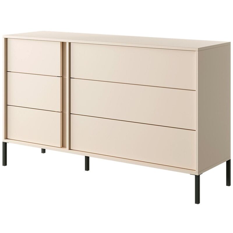 Commode 6 tiroirs - Avec LEDs - Beige - elynia