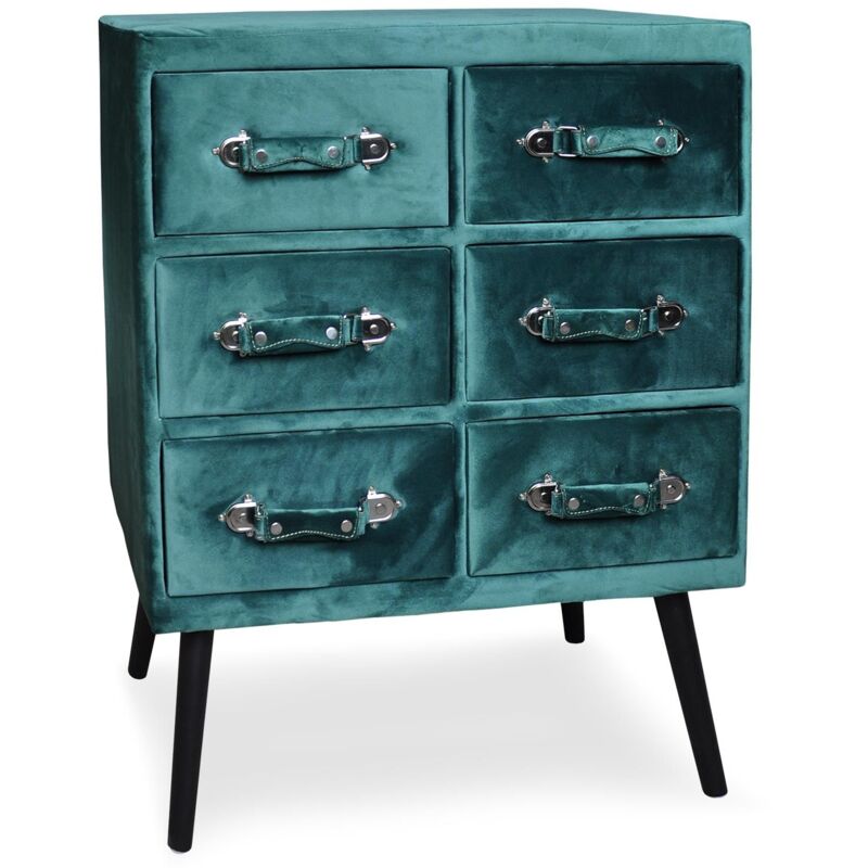 Commode 6 tiroirs Bardo Velours Vert