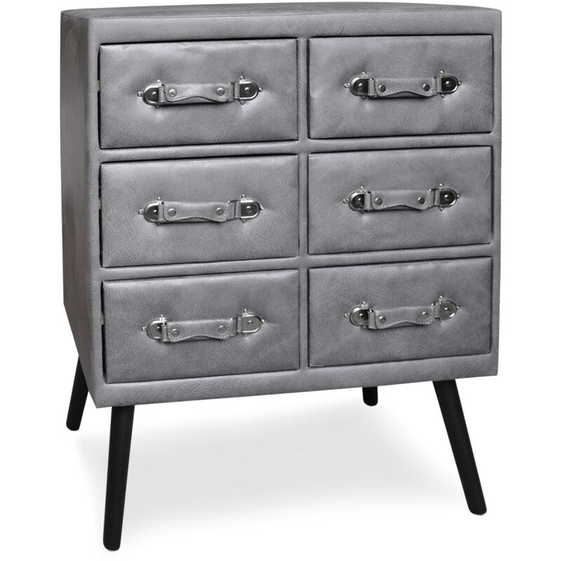 cotecosy - commode 6 tiroirs bardo simili p.u. gris - gris