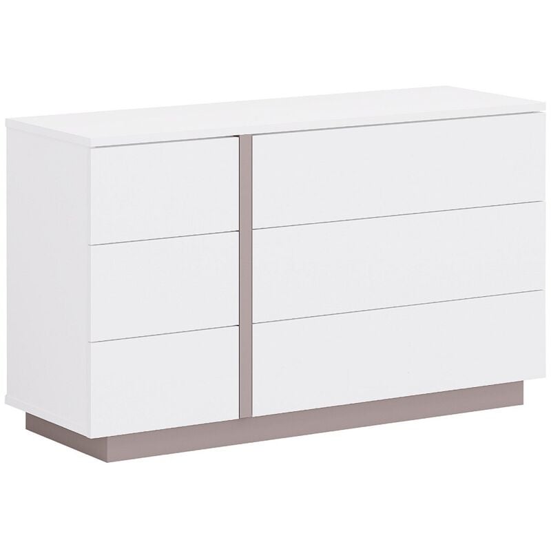 Commode 6 tiroirs - Blanc et taupe - napoli ii