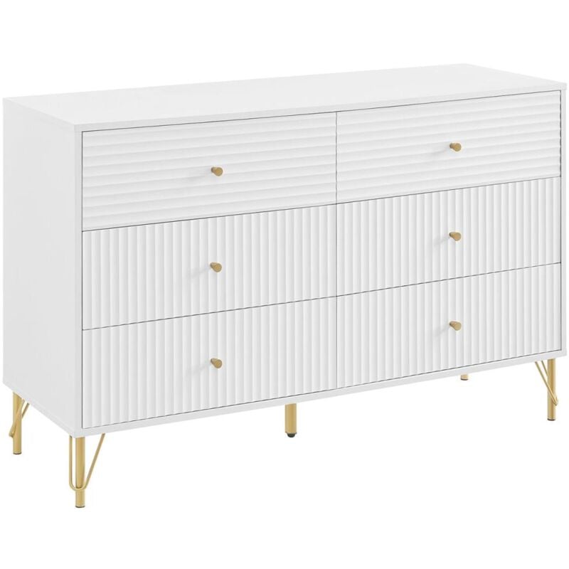 Vente-unique - Commode 6 tiroirs - Blanc - lureo