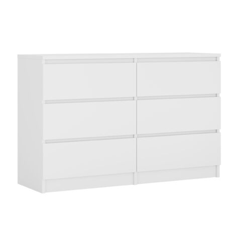 Commode 6 Tiroirs : Blanc Mat, 120 × 39 × 79 cm