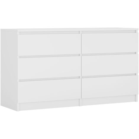 Commode 6 Tiroirs : Blanc Mat, 138 × 39 × 79 cm