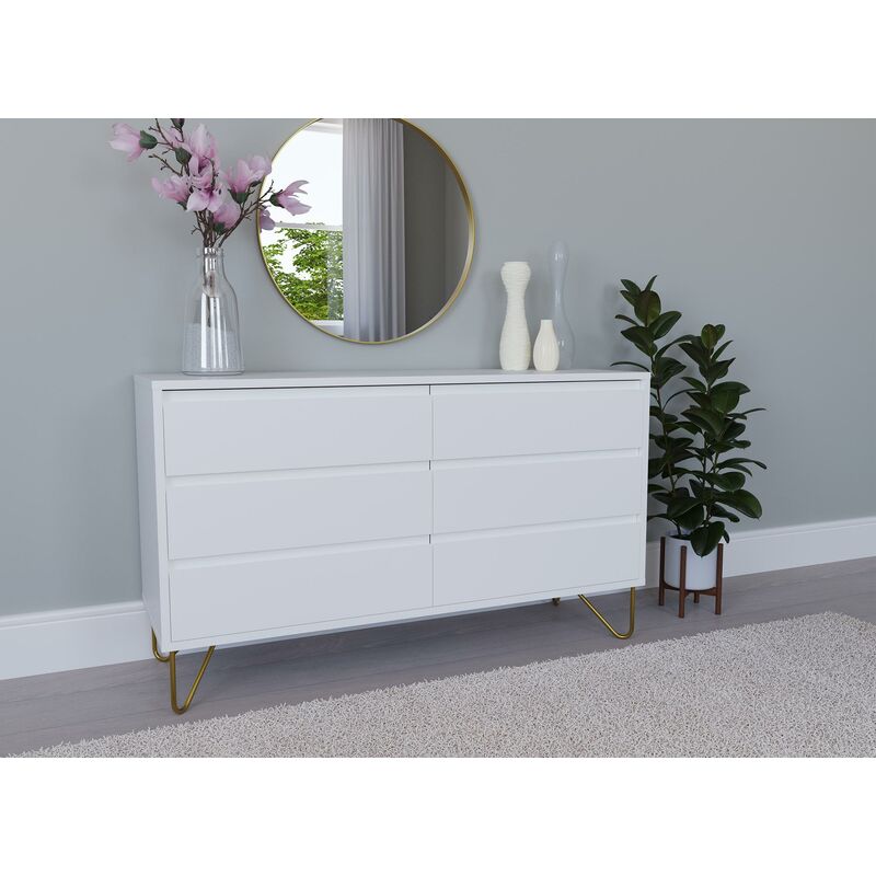 Deco In Paris - Commode 6 tiroirs blanche DARINA