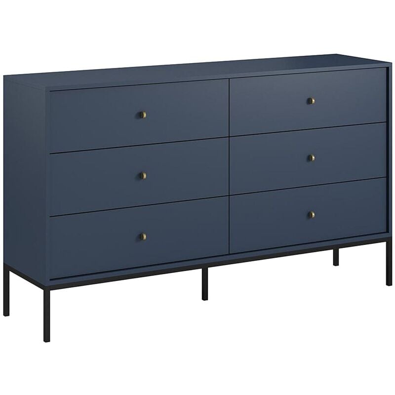 Vente-unique - Commode 6 tiroirs - Bleu - bogdan
