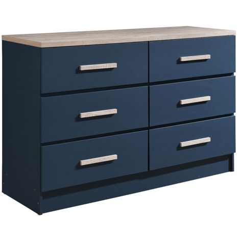 Commode 6 Tiroirs Noire HOMCOM - Design Moderne Avec Poignées Dorées - 12