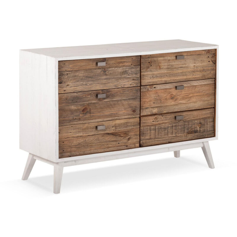 Commode 6 tiroirs - Bois - Blanc - Décoration d'Autrefois