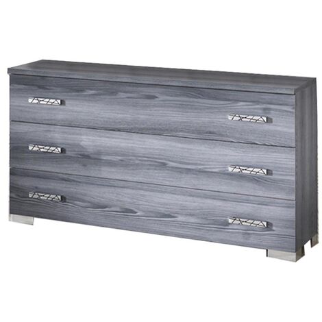 Commode 6 tiroirs bois chêne grisé Nikoza 166cm