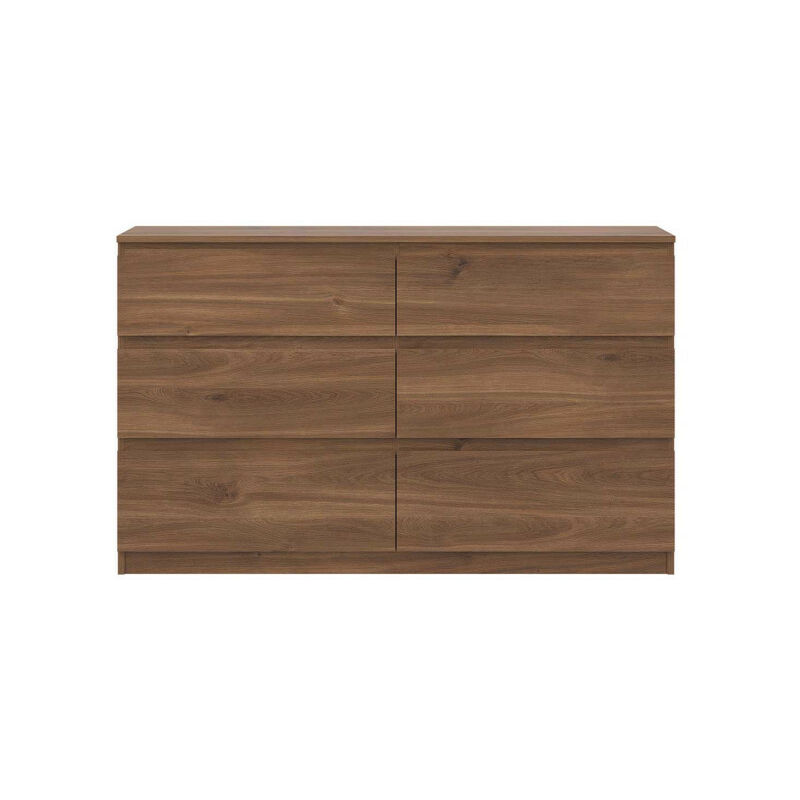 Commode 6 tiroirs Bois marron - qiz - l 137 x l 35 x h 84 cm