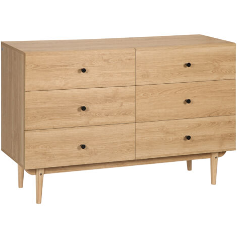 Commode 6 tiroirs BRADFORD aspect bois de teck