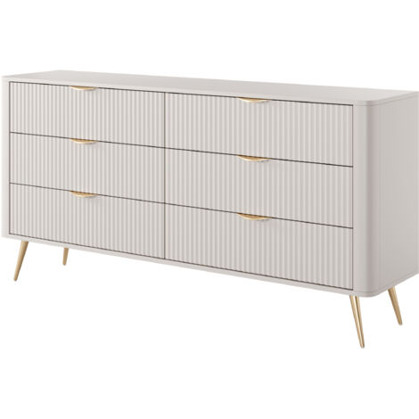 Commode : 6 Tiroirs, Cachemire, Pieds Dorés 163,2 × 81,2 × 38cm