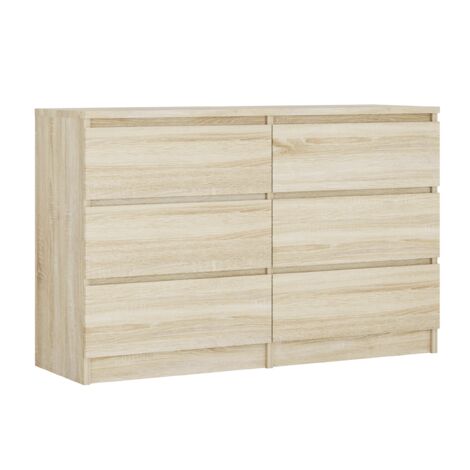 Commode 6 Tiroirs : Chêne Sonoma, 120 × 39 × 79 cm
