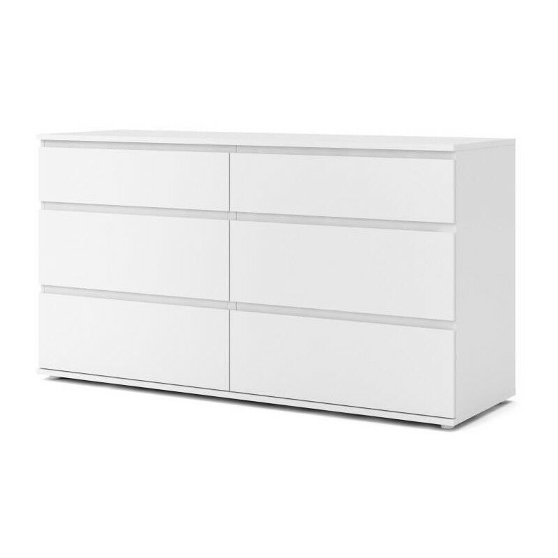 Tvilum - Commode 6 tiroirs - Décor blanc - L 153,4 x P 50 x H 83,70 cm - OMAHA