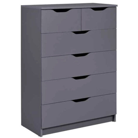 Commode 6 Tiroirs Design "Litania" 112cm Gris