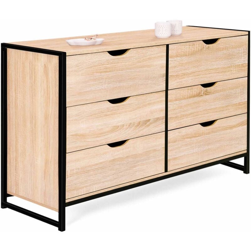 Commode 6 tiroirs detroit xxl 140 cm design industriel