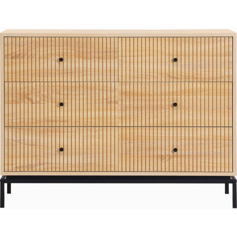 Commode 6 tiroirs effet bois 120 cm - Talia