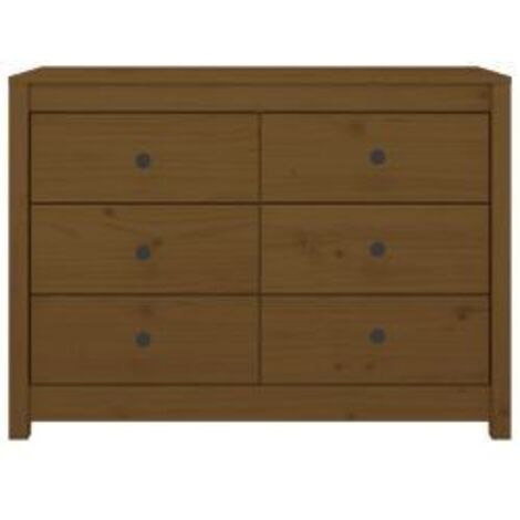 Commode 6 tiroirs en bois de pin massif 100cm – Collection Kaskita-Marron