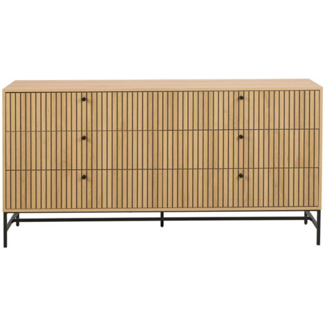 Commode 6 tiroirs en bois L157.9cm - Bois clair - Storo