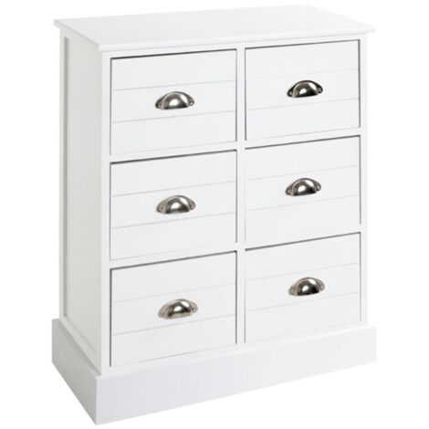 Commode 6 Tiroirs "Lavido" 75cm Blanc Laqué