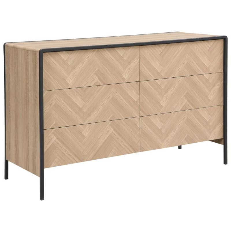 Vente-unique - Commode 6 tiroirs - mdf et métal - Coloris : Naturel et noir - tumaco