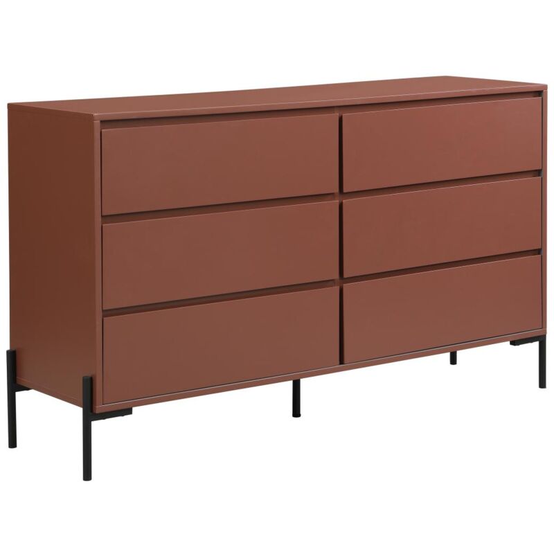 Commode 6 tiroirs - mdf et métal - Terracotta et noir - korasa de Pascal Morabito