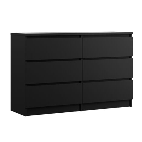Commode 6 Tiroirs : Noir Mat, 120 × 39 × 79 cm