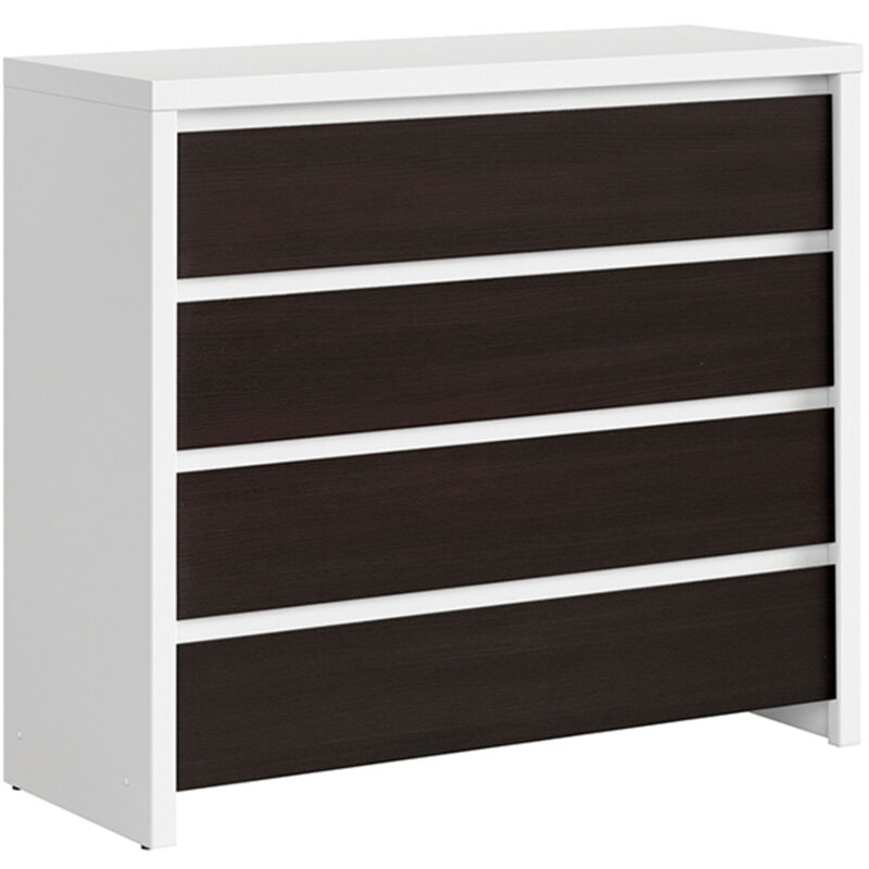 Commode 6 tiroirs Soren Blanc et Bois Wengé