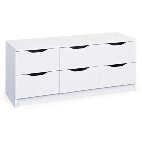 Commode 6 Tiroirs "Tilda" 122cm Blanc