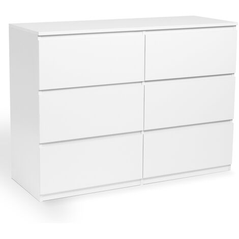 Commode 6 tiroirs TOMI 110 cm bois blanc - Blanc