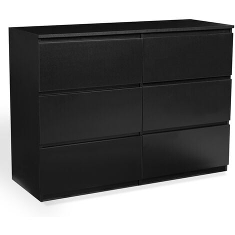 Commode 6 tiroirs TOMI 110 cm bois noir - Noir