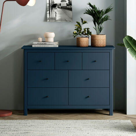 Commode 7 tiroirs 110x40x80 cm bleu foncé - ZRATA