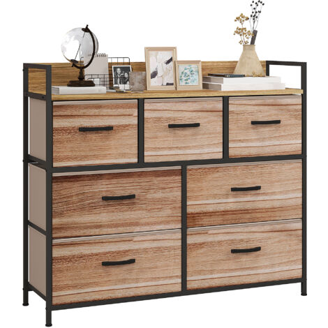 Commode 7 tiroirs ORIANE aspect bois
